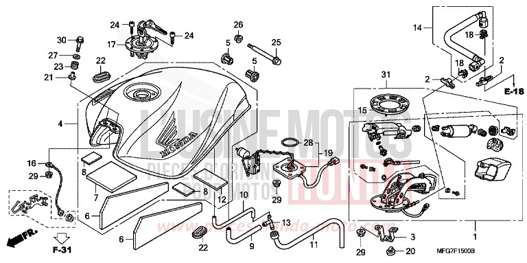 FUEL TANK for CB600F Hornet QUASAR SILVER METALLIC (NHA48) from 2009